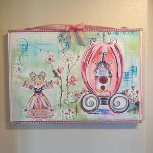 Whimsical Fairy Tale princess Art sparkly pink Little Girl room Decor 20x28